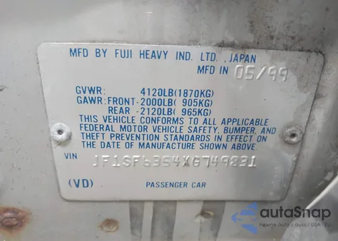 1999 Subaru Forester L from USA, damaged, VIN JF1SF6354XG749831